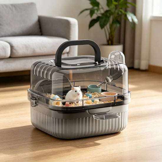 Cage de transport pour hamster de grande capacité avec bouteille d&
