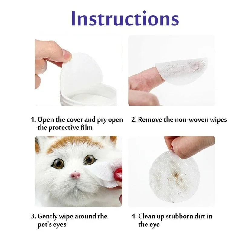 130 pièces/ensemble de lingettes nettoyantes pour chiens et chats lingettes pour les yeux pour animaux de compagnie toilettage dissolvant de taches de déchirure lingettes douces sans moussant serviettes