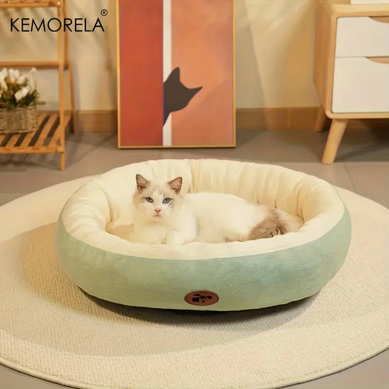 Lit ovale en peluche pour animaux de compagnie pour chiens et chats, coussin épais et lavable toutes saisons pour chiens et chats pour petites, moyennes et grandes races