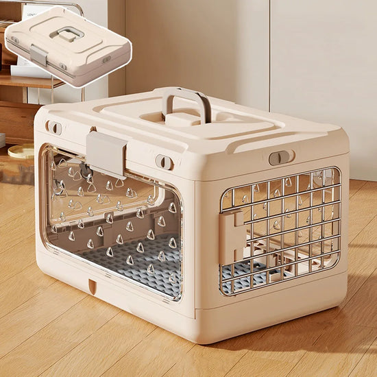 Boîte de Transport pliable pour animaux de compagnie, boîte de Transport respirante et épaisse pour chat en plastique avec poignée, chenil pour chien, Transport de voyage