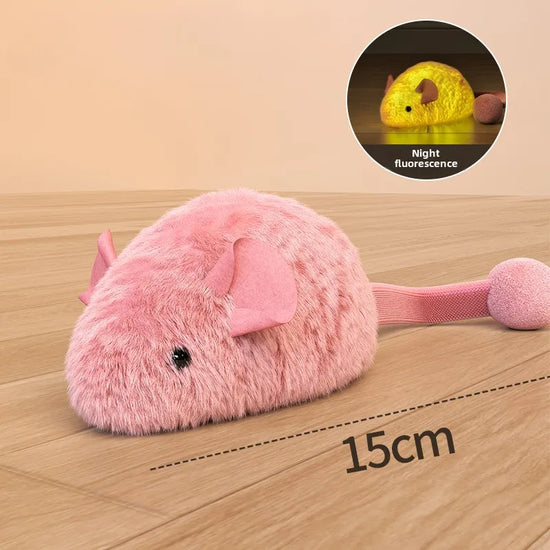 1 pièce Souris en peluche interactive lumineuse pour chat, jouet à mâcher anti-ennui pour chaton, jeu d&