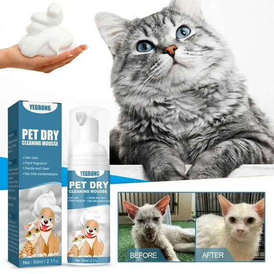 Shampoing sans eau pour chien et chat, sans rinçage, Mousse de nettoyage pour chiens et chats, fournitures de toilettage pour animaux de compagnie, nettoyage sûr sans bain, éliminateur d&