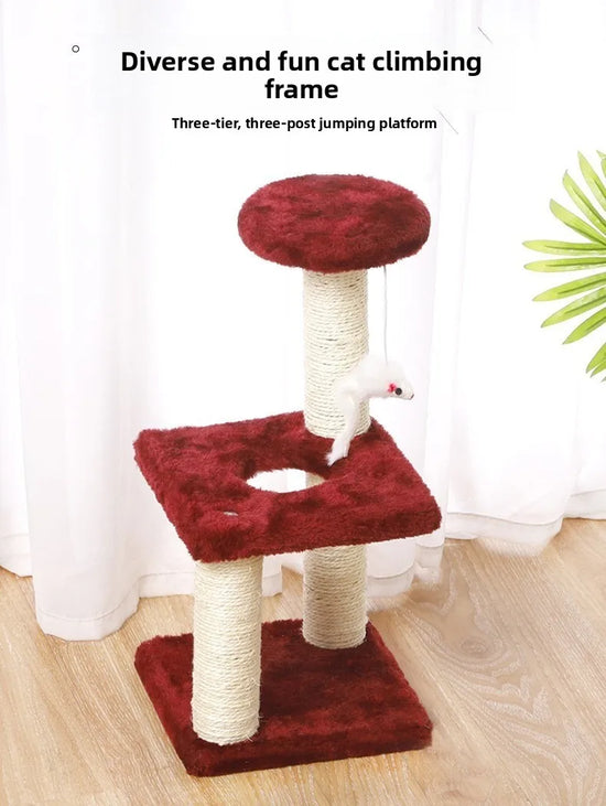 Arbre à chat tout-en-un avec poteau à gratter en sisal, plateforme de saut multi-niveaux, structure d&