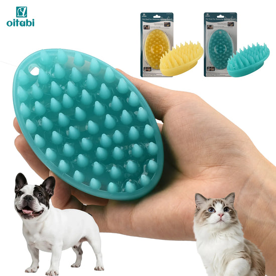 Brosse pour animaux de compagnie en caoutchouc souple Oitabi pour cheveux courts toilettage pour chiens et chats bain massage démêlage brosse multifonction pour animaux de compagnie humide ou sec